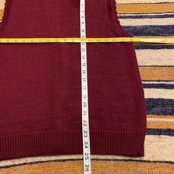 Vintage Knit Sweater Vest Koret 90s Granny Boho Retro Cottagecore Small Burgundy - Picture 5 of 5